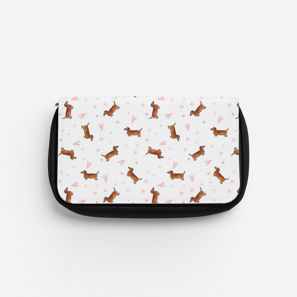 Dachshund Pattern - White Pencil Case