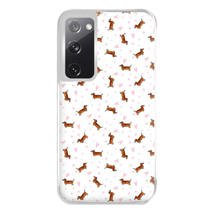 Dachshund Pattern - White Phone Case for Galaxy S20FE