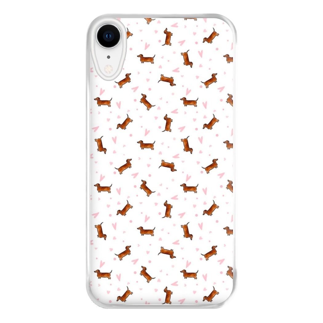 Dachshund Pattern - White Phone Case for iPhone XR