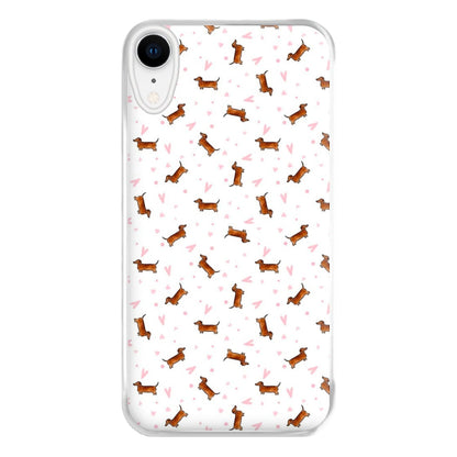 Dachshund Pattern - White Phone Case for iPhone XR