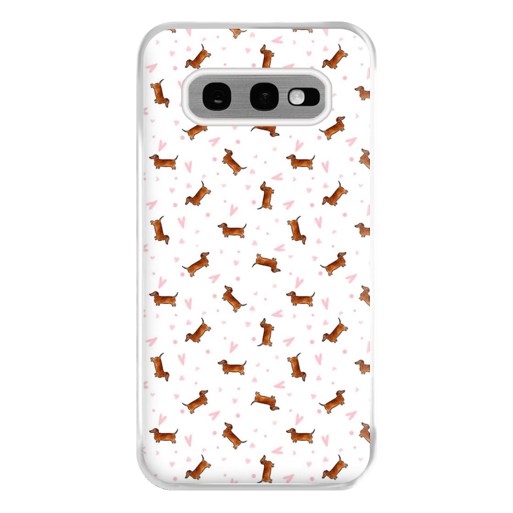 Dachshund Pattern - White Phone Case for Galaxy S10e