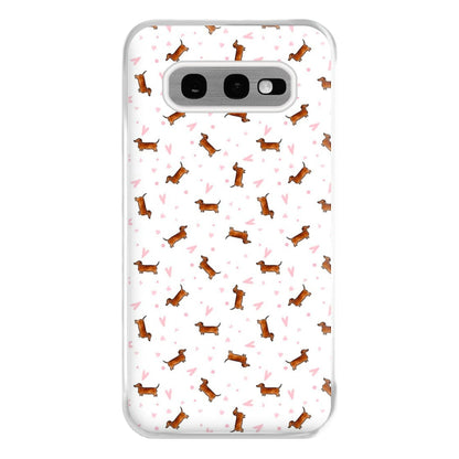 Dachshund Pattern - White Phone Case for Galaxy S10e