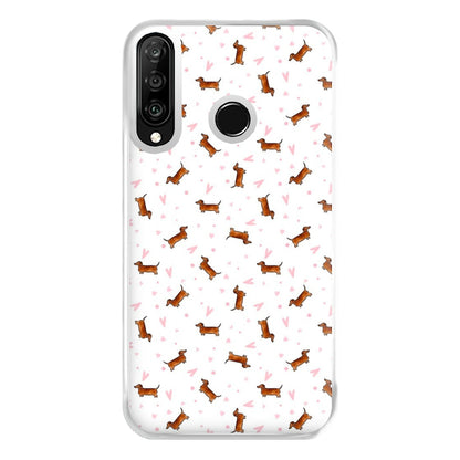 Dachshund Pattern - White Phone Case for Huawei P30 Lite