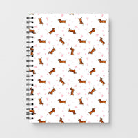 Dachshund Pattern - White Notebook