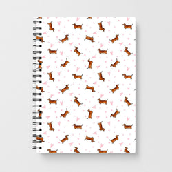 Dachshund Pattern - White Notebook - Fun Cases