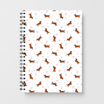 Dachshund Pattern - White Notebook - Fun Cases