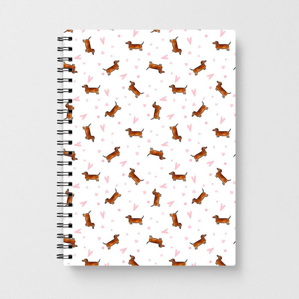 Dachshund Pattern - White Notebook - Fun Cases