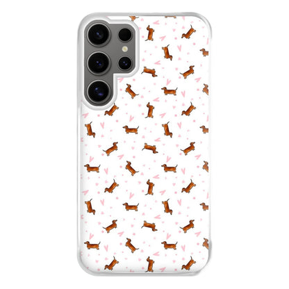 Dachshund Pattern - White Phone Case for Galaxy S24 Ultra