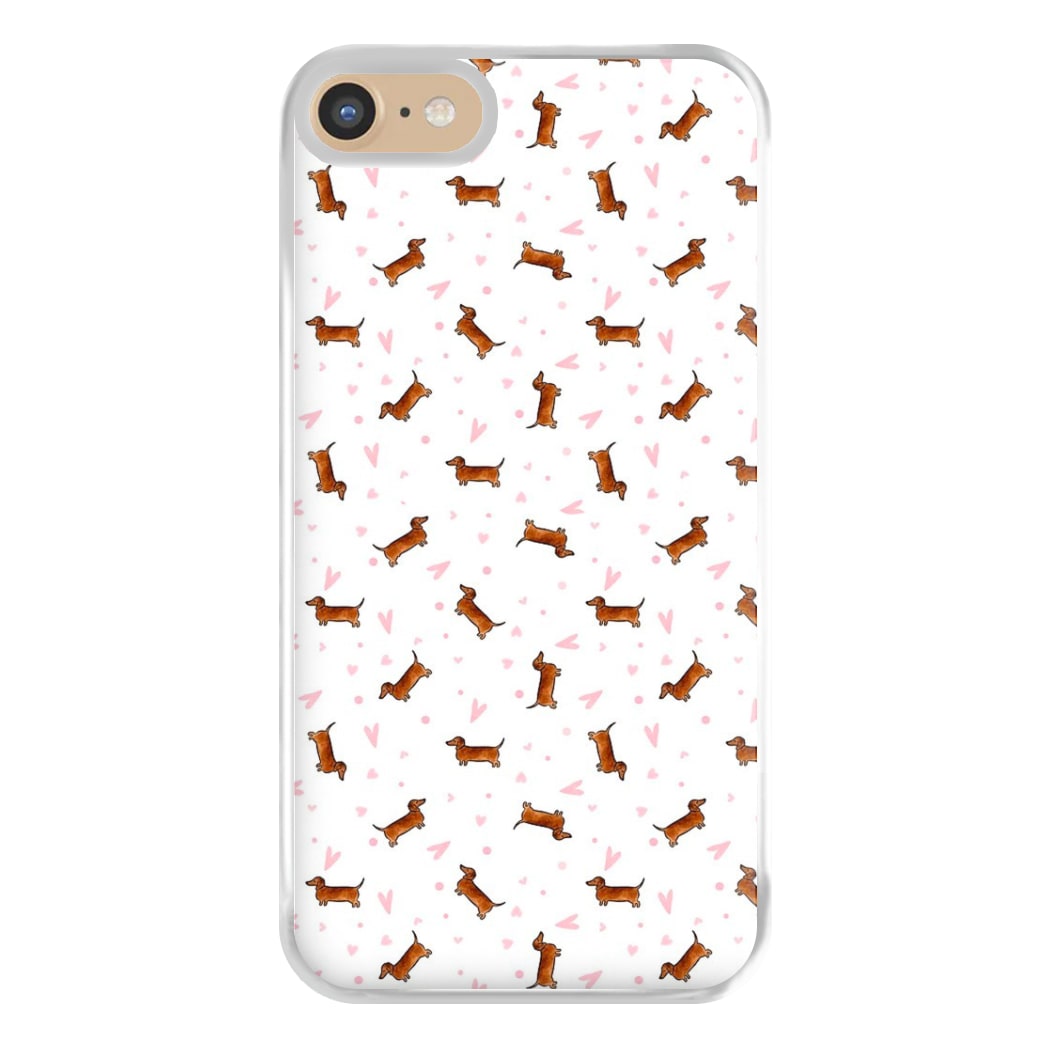 Dachshund Pattern - White Phone Case for iPhone 6 / 7 / 8 / SE