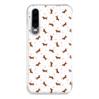 Dachshund Pattern - White Phone Case for Huawei P30