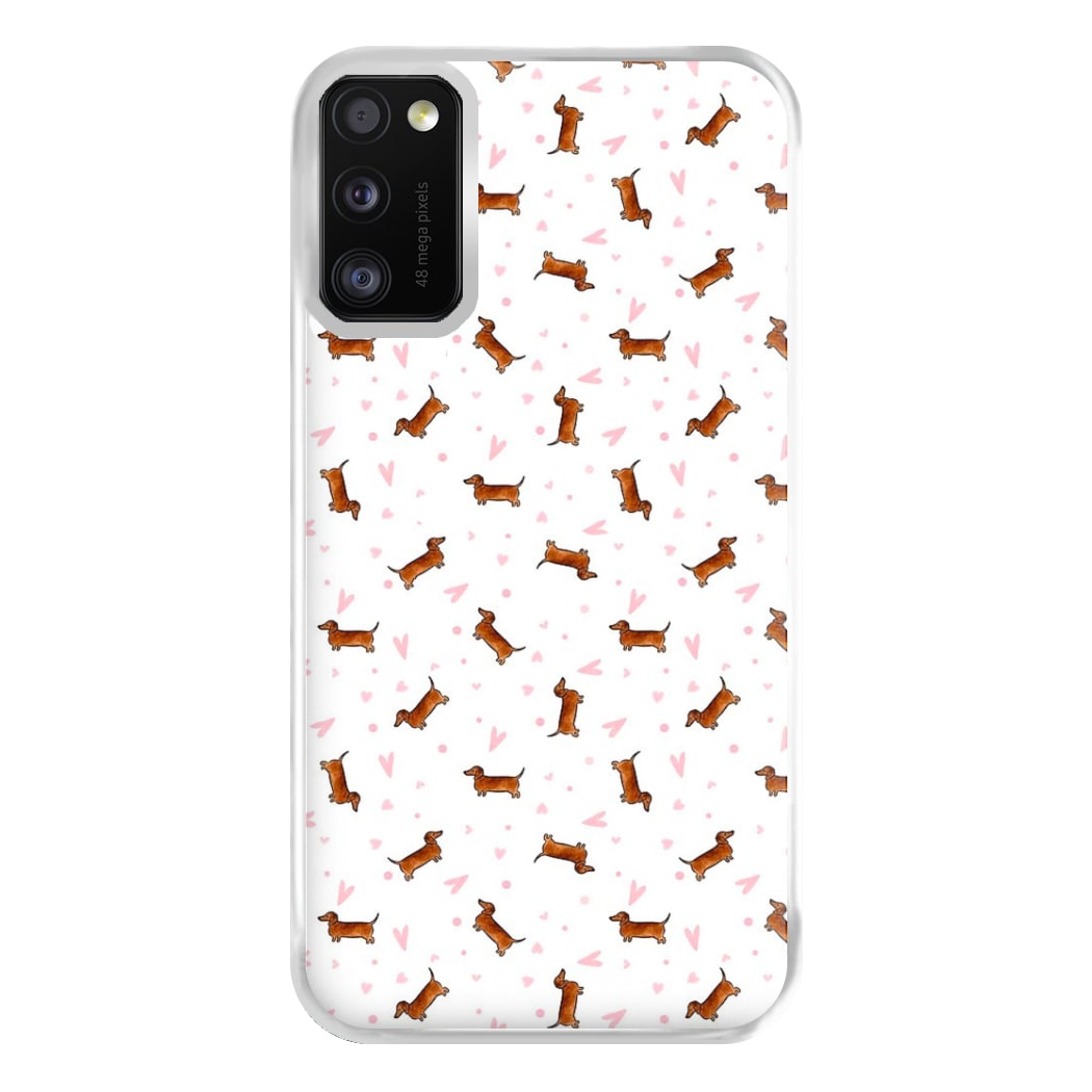 Dachshund Pattern - White Phone Case for Galaxy A41