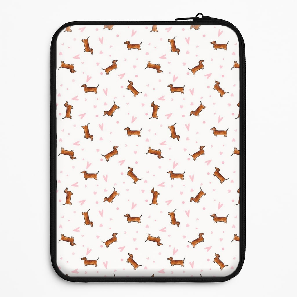 Dachshund Pattern - White Laptop Sleeve