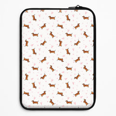 Dachshund Pattern - White Laptop Sleeve