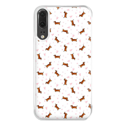 Dachshund Pattern - White Phone Case for Huawei P20