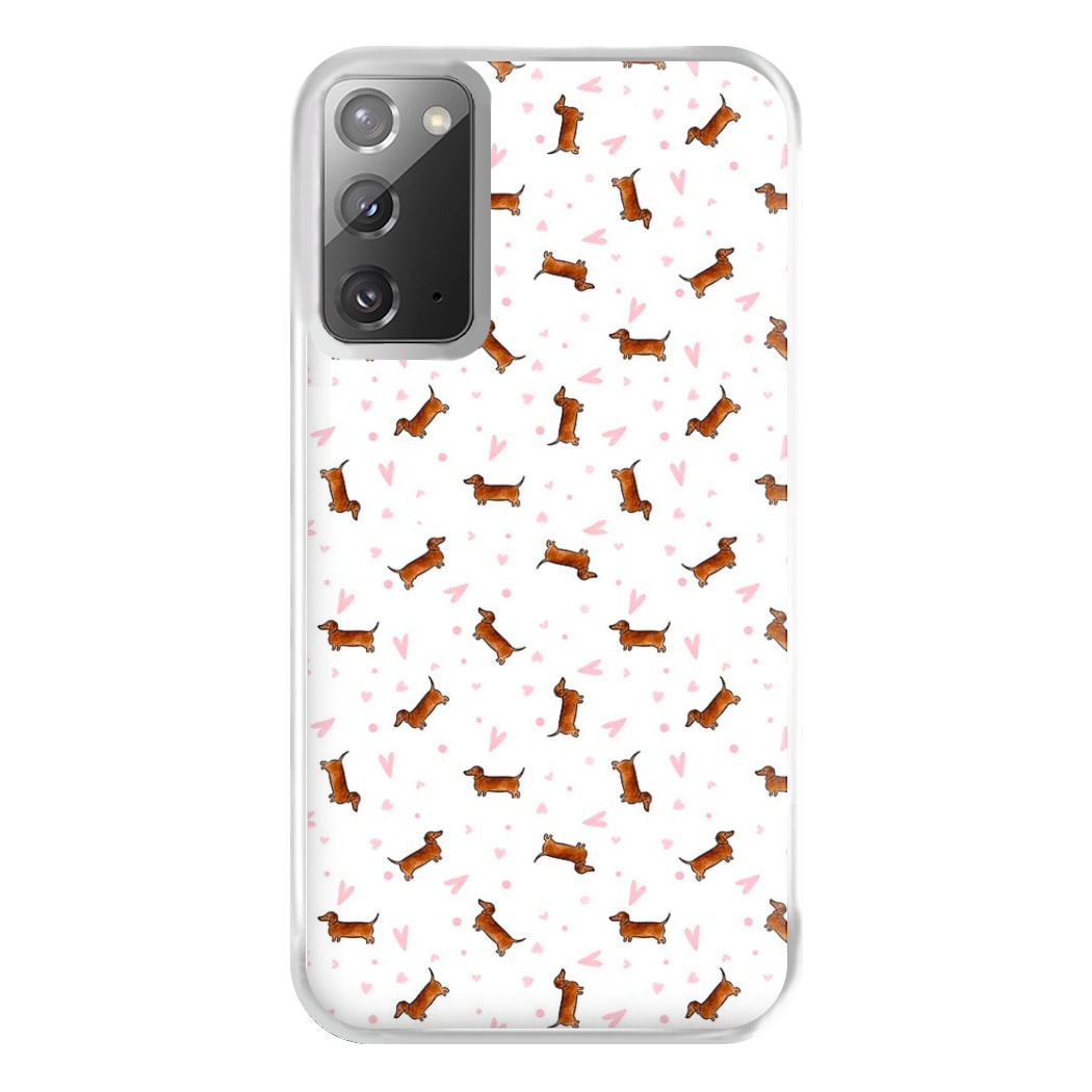 Dachshund Pattern - White Phone Case for Galaxy Note 20 Ultra