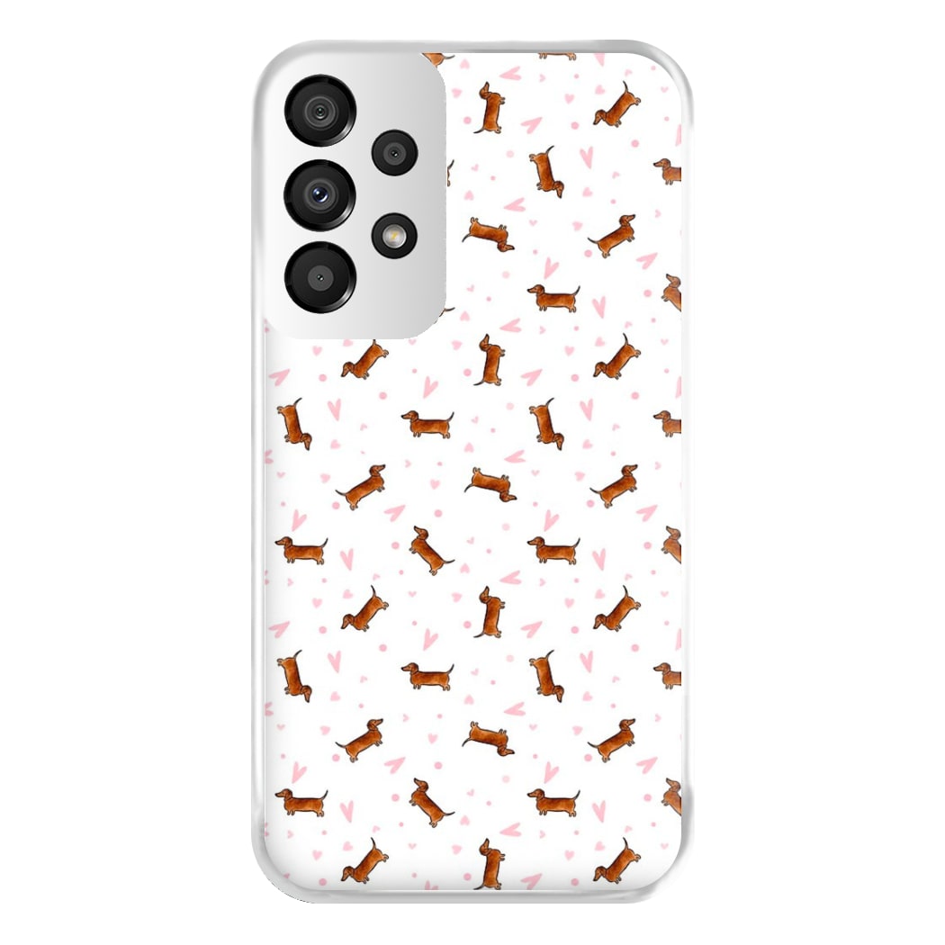 Dachshund Pattern - White Phone Case for Galaxy A33