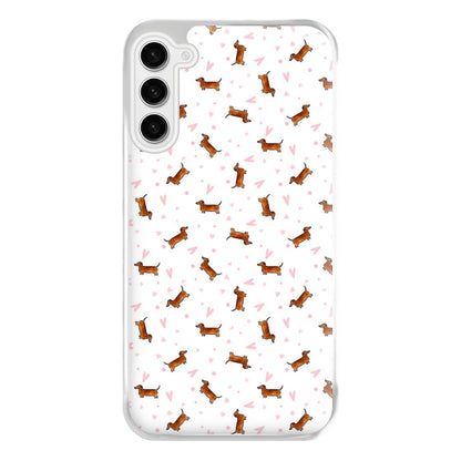 Dachshund Pattern - White Phone Case for Galaxy S23FE