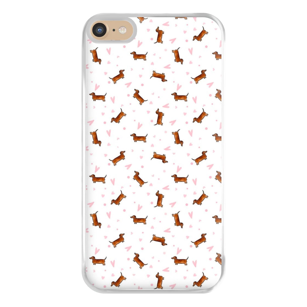 Dachshund Pattern - White Phone Case for iPhone 6 Plus / 7 Plus / 8 Plus