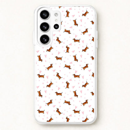 Dachshund Pattern - White Phone Case for Galaxy S26 Ultra