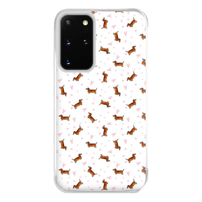 Dachshund Pattern - White Phone Case for Galaxy S20 Plus