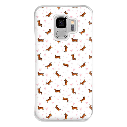 Dachshund Pattern - White Phone Case for Galaxy S9 Plus