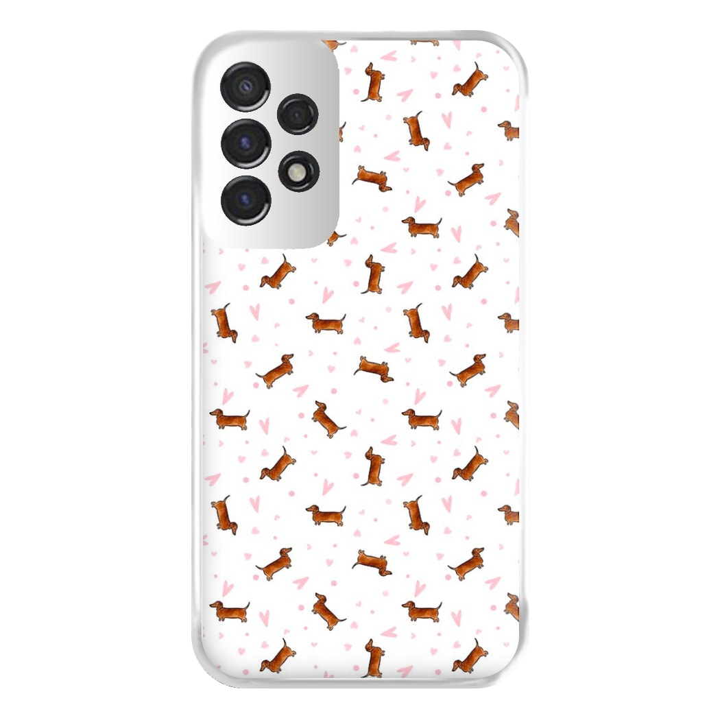 Dachshund Pattern - White Phone Case for Galaxy A53