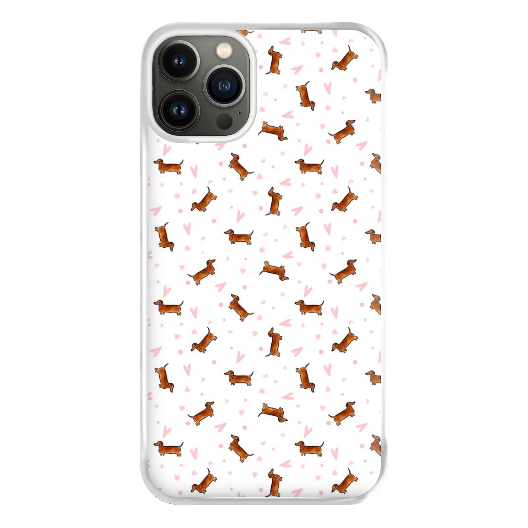 Dachshund Pattern - White Phone Case for iPhone 13