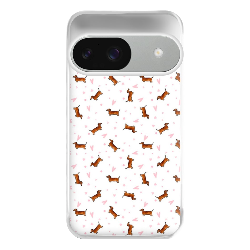 Dachshund Pattern - White Phone Case for Google Pixel 9 / 9 Pro