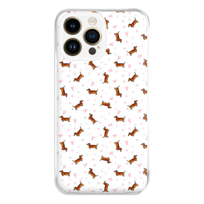 Dachshund Pattern - White Phone Case for iPhone 14 Pro Max