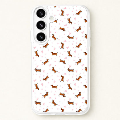 Dachshund Pattern - White Phone Case for Galaxy S26 Plus