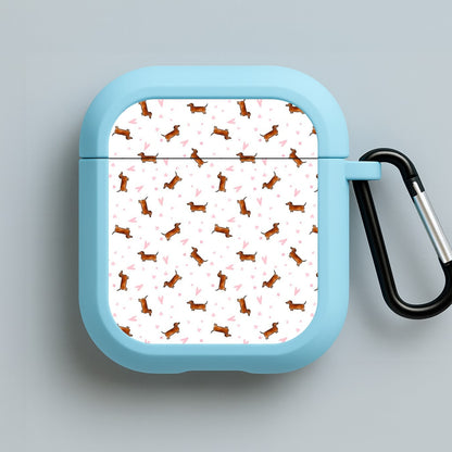 Dachshund Pattern - White Blue AirPods Case