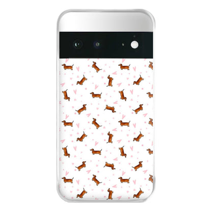 Dachshund Pattern - White Phone Case for Google Pixel 6a