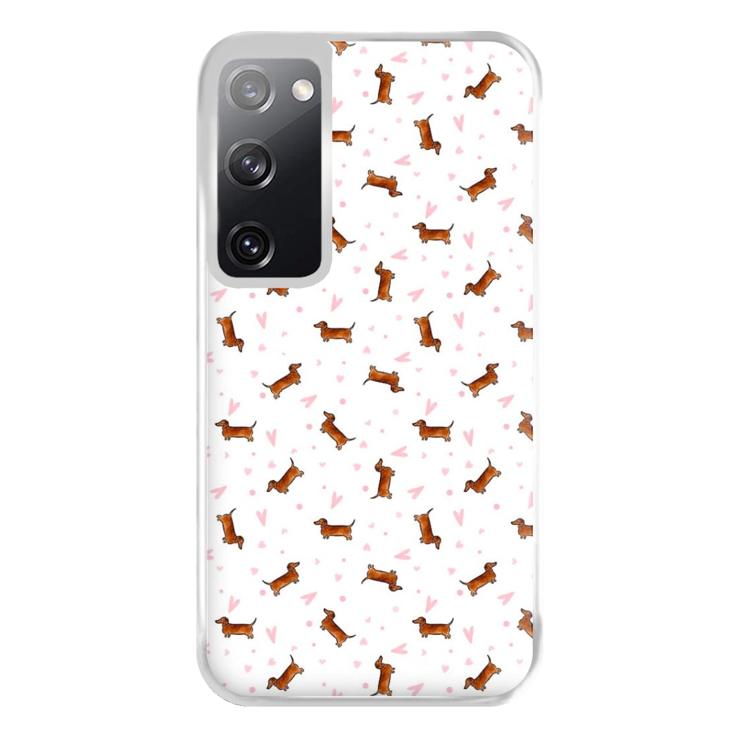 Dachshund Pattern - White Phone Case for Galaxy S20