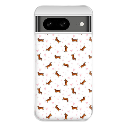 Dachshund Pattern - White Phone Case for Google Pixel 8