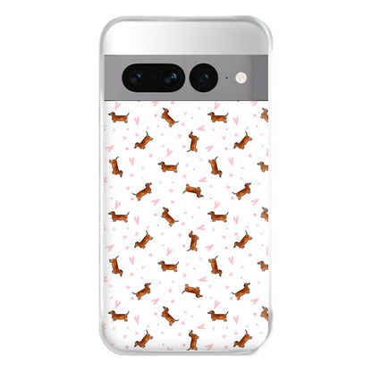 Dachshund Pattern - White Phone Case for Google Pixel 7 Pro