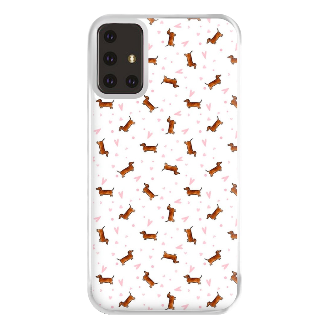 Dachshund Pattern - White Phone Case for Galaxy A71