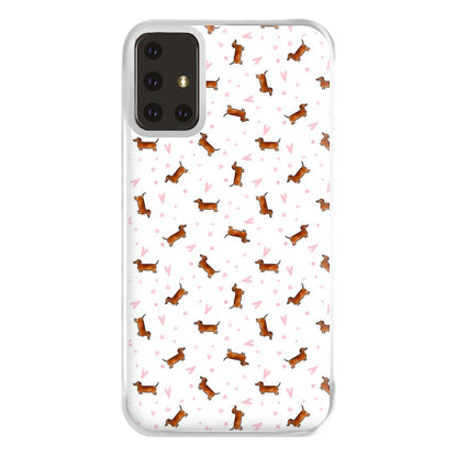 Dachshund Pattern - White Phone Case for Galaxy A71