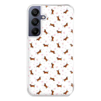 Dachshund Pattern - White Phone Case for Galaxy A16