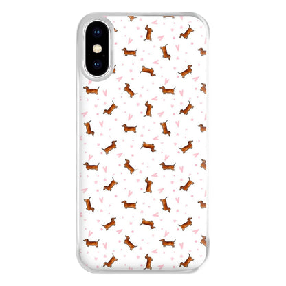 Dachshund Pattern - White Phone Case for iPhone XS Max