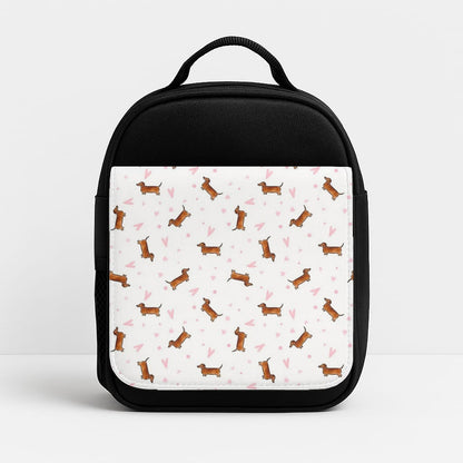 Dachshund Pattern - White Insulated Lunchbox