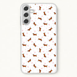 Dachshund Pattern - White Phone Case for Galaxy A57