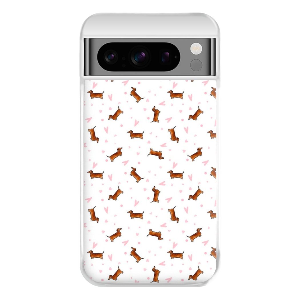 Dachshund Pattern - White Phone Case for Google Pixel 8 Pro