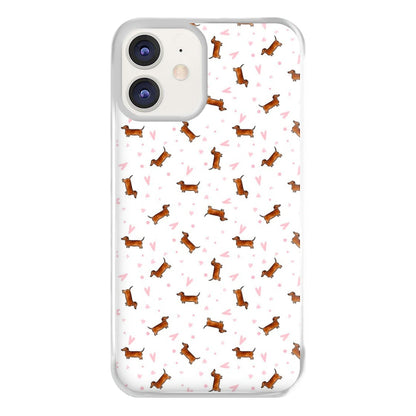 Dachshund Pattern - White Phone Case for iPhone 12 / 12 Pro