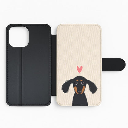 Dachshund Puppy Love Flip Wallet Phone Case