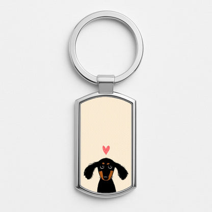 Dachshund Puppy Love Silver Keyring