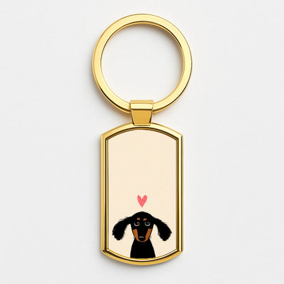 Dachshund Puppy Love Gold Keyring