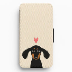 Dachshund Puppy Love Flip Wallet Phone Case