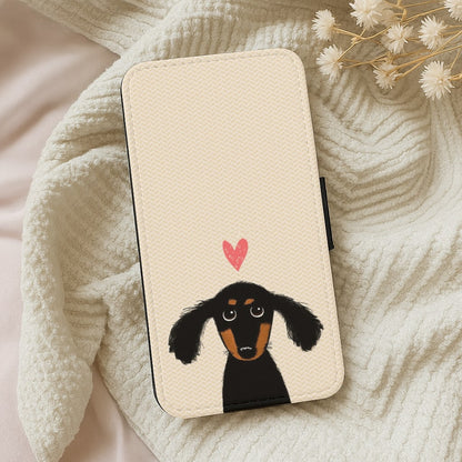 Dachshund Puppy Love Flip Wallet Phone Case