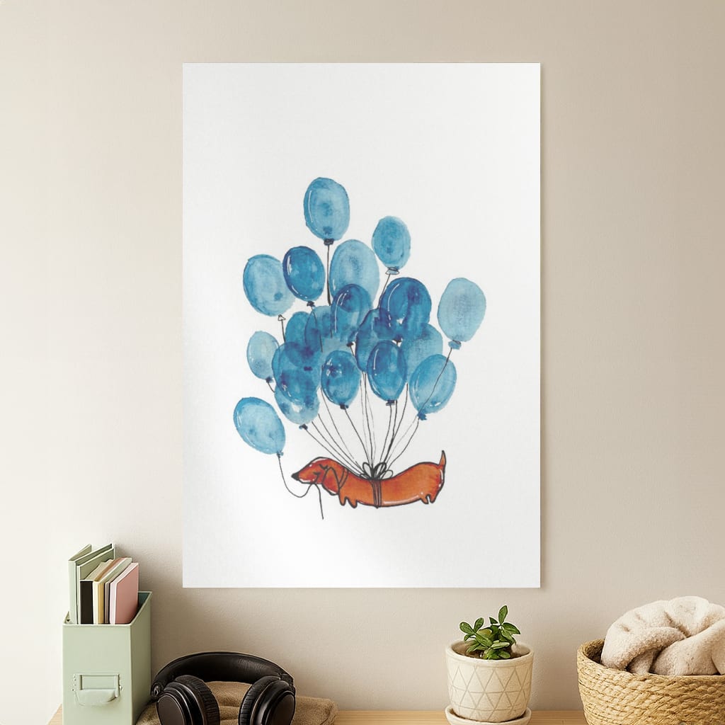 Dachshund And Balloons Poster