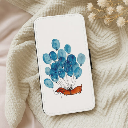 Dachshund And Balloons Flip Wallet Phone Case